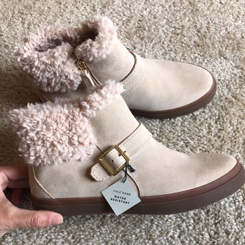 Cole Haan Nantucket Cozy Ankle Boot buckle suede shoe shearling size  7.5 - Picture 4 of 10